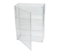 Caja de vitrina acrílica de 2 niveles con cierre magnético y divisor extraíble, caja de almacenamiento transparente apilable para coleccionables, vitrina transparente para salón (2 dividers)