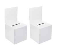 Caja de votación de 2 piezas con ranura, sugerencia de 6x6x6 ＆ Box de donación, caja de boletos de rifa de cartón blanco con encabezado extraíble, urnas para recaudar fondos, tarjeta de recolecc.