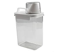 Caja dispensadora transparente de detergente para ropa, cubo de almacenamiento hermético con boquilla de vertido y taza para detergente en polvo o líquido (1800 ml)
