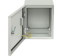 Caja eléctrica – Tablero de distribución – Grado de protección IP50–55 – Placa de montaje desmontable – Cerradura de seguridad – Tornillos de conexión a tierra – 25×15×30 cm
