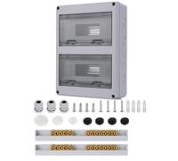 Caja Estanca Exterior Electrica 24 Módulos, IP65 a Prueba de Agua Caja de Distribución de Superficie con Bloque de Terminales Carril DIN y Accesorios, Caja Conexiones Electricas para Jardín Exteriores