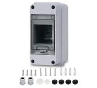 Caja Estanca Exterior Electrica 3 Módulos, IP65 a Prueba de Agua Caja de Distribución de Superficie, con Bloque de Terminales Carril DIN y Accesorios, Caja Conexiones Electricas para Jardín Exteriores
