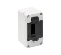 Caja estanca IP54 para 3 elementos con solera, ideal para proteger instalaciones eléctricas en exteriores y con alta resistencia a la humedad.