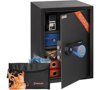 Caja fuerte Business XL, dimensiones 50x35x36 cm, para uso doméstico, con sensor de huella digital, incluye una bolsa ignífuga para documentos y 2 estantes interiores ajustables. Capacidad de 60 litro