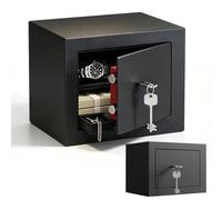 Caja fuerte con llave 23 x 17 x 17 cm, caja fuerte para muebles, caja fuerte pequeña para casa y oficina, material de acero resistente, para objetos de valor, dinero en efectivo y más