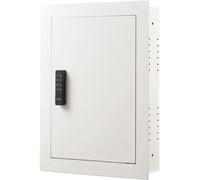 Caja fuerte de acero rectangular, con tres capas de protección, cerradura digital, llave y botón. Fabricada en acero resistente, con placas ajustables y orificios preperforados para objetos de valor, 