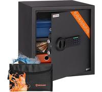 Caja fuerte digital para negocios, con código numérico, de 40x36x36 cm, y bolsa ignífuga para documentos. Caja de acero de 48 litros, ideal para el hogar u oficina, con estante extraíble, para guardar