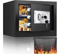 Caja fuerte doméstica con bolsa ignífuga e impermeable, de 25 litros. Caja fuerte digital pequeña con estante extraíble y sistema de alarma. Caja fuerte de pared o para muebles, ideal para joyas, dine