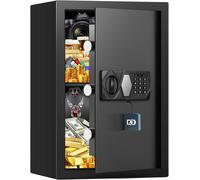 Caja fuerte grande de 70 litros para el hogar, caja fuerte resistente al fuego con llave, estante extraíble y función de silencio, cajas fuertes antirrobo para dinero, documentos, medicamentos y objet