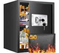 Caja fuerte ignífuga Safe Tresor, con bolsa impermeable para documentos, de 60 litros. Caja fuerte digital con estante extraíble y sistema de alarma. Caja fuerte de gran tamaño, ideal para joyas, dine