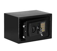 Caja fuerte para muebles con código numérico y llave, 31 x 20 x 20 cm, caja fuerte electrónica para el hogar, montaje en pared, caja fuerte de acero con inserto de fieltro, color negro SPRINGOS