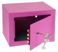 Caja fuerte pequeña con llave, caja fuerte para muebles, caja fuerte, modelo HMF 49216, 23x17x17 cm, color rosa