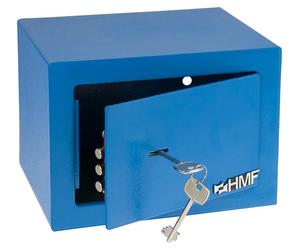 Caja fuerte pequeña con llave, caja fuerte para muebles, caja fuerte, modelo HMF 49216, 23x17x17 cm, color azul