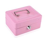 Caja Fuerte Portátil,Cajas de Efectivo Mini con Bloqueo de Teclas,Pequeña Caja para Dinero con Portamonedas,con 2 Llaves para Niños, Adultos, Oficina en Casa, 5.9"x 4.72" x 2.95" Rosa
