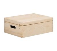 Caja multiusos con tapa de Zeller, caja de almacenamiento de madera, caja para juguetes de pino, 40 x 30 x 15 cm