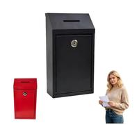 Caja multiusos de metal, caja de donación combinada, buzón y caja de propuestas con cerradura de llave, tapa abatible y ranuras de ranura, ideal para el hogar, oficina, exterior (negro)