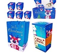 Caja Navidad - Caja Regalo Plegable Con Lazo Y Porta Dinero | CaJja Pop-Up Para Hombres Mujeres Niños | Accesorio Fiesta Para Dulces Joyas Galletas | Idea Creativa De Regalo PaRra El Hogar