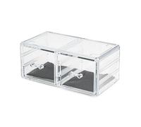 Caja organizadora apilable dividida en 2 cajones, Color transparente, Fabricado en poliestireno, Tamaño: 23,8 x 15,3 x 10,8 cm, RAN8576
