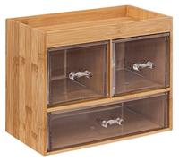Caja organizadora con 3 cajones transparentes de bambú