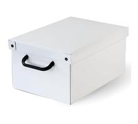 Caja organizadora de almacenamiento ropa, para almacenaje decorativa en carton, 25x35x17,5 cm, para armario, baul, zapatos, calcetines, juguetes, regalo, con tapa, BLANCO