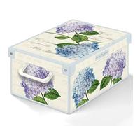 Caja organizadora de almacenamiento ropa, para almacenaje decorativa en carton, 25x35x17,5 cm, para armario, baul, zapatos, calcetines, juguetes, regalo, con tapa, HORTENSIAS