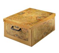 Caja organizadora de almacenamiento ropa, para almacenaje decorativa en carton, 25x35x17,5 cm, para armario, baul, zapatos, calcetines, juguetes, regalo, con tapa, MAPA