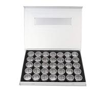 Caja organizadora de Aluminio para 35 esmaltes de uñas, Estuche Profesional con 35 Compartimentos, Inserto de Espuma y Cierre magnético, Color Plata