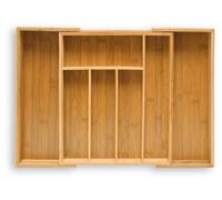 Caja organizadora de bambú extensible, con 5 compartimentos, de 48x29x33,5 cm