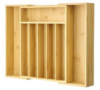 Caja organizadora de bambú extensible hasta 47 cm, con 8 compartimentos