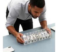 Caja organizadora de cables de datos de plástico, transparente, de gran capacidad, con 8 bridas organizadoras de cables para el hogar, oficina, transparente