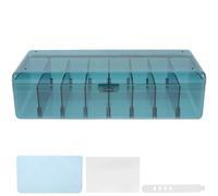 Caja Organizadora de Cables de Datos Pet Tapa y 10 Cintas | Diseño Compartimentado Separado, Material Transparente Pet, Selección Fácil de Cable, Color Azul