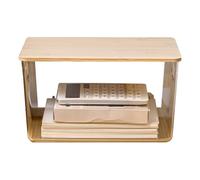 Caja Organizadora De Despensa, Almacenamiento Elegante Y Transparente Con Tapa De Madera, 28.7x19.3x16 Cm, Contadores De Cocina Apilables, Organizador De Neves Transparentes, Fácil De Mantener, Para C