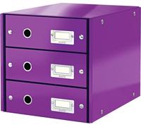 Caja organizadora Leitz Click & Store con 3 cajones, color púrpura