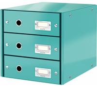 Caja organizadora LEITZ Click & Store WOW, con 3 cajones, color azul hielo