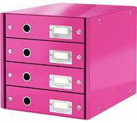 Caja organizadora LEITZ Click & Store WOW, con 4 cajones, color rosa