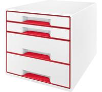 Caja organizadora Leitz WOW con 4 cajones, de color rojo