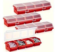 Caja organizadora multicompartimentos para tornillos y piezas pequeñas, herrajes de plástico duraderos y estuche para almacenamiento de joyas, 1 ud./2 uds. rojo