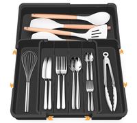 Caja organizadora multidireccional para cubiertos, ideal para cajones, con 4-7 compartimentos ajustables, perfecta para guardar cubiertos y utensilios de cocina en el cajón de la cocina