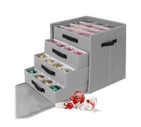 Caja organizadora para Bolas de Navidad Relaxdays, 64 Bolas, (40 x 36,5 x 36,5 cm), poliéster, cartón, Gris