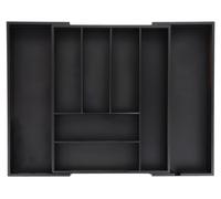 Caja organizadora para cubiertos, extensible, de bambú, con 6-8 compartimentos, de 6,5 x 35-58 x 43,5 cm, color