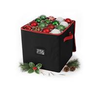 Relaxdays Caja para guardar bolas de Navidad rojo,negro
