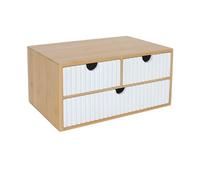 Relaxdays Caja de bambú con cajones blanco,marrón claro