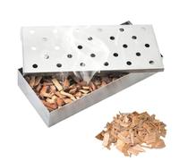 Caja para ahumar de acero inoxidable, Ahumador, caja para ahumar, caja para ahumar, accesorios para barbacoa, para Parrilla con Diseño Porosos para Cusine BBQ, Plata