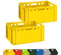 Caja para carnes E3, 60 x 40 x 30 cm, color amarillo, 2 unidades | BURI Caja para carniceros fabricada en Alemania, apta para alimentos y apilable como contenedor de transporte robusto para