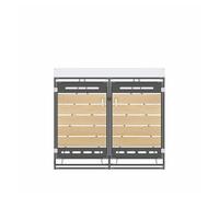 Caja para contenedor de basura con jardinera - acabado efecto madera, ventilación, armario de almacenamiento para jardín en metal con cerradura - negro