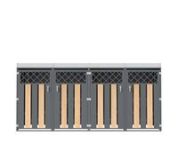 Caja para contenedores de basura con cerradura, para 4 cubos estándar con jardinera integrada, 264x80x124,5 cm, Gris+Color natural