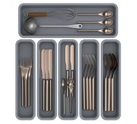 Caja para cubiertos de 6 compartimentos - Organizadores de cajones de silicona - Apto para alimentos - Antideslizante - Resistente al calor hasta 200 °C - Flexible y resistente a la presión