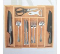 Caja para cubiertos VaeFae, bambú, con cajones extraíbles, 5-7 compartimentos, organizador