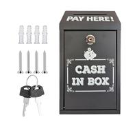 Caja para dinero en efectivo, caja de metal con llave, caja de metal con cerradura, pequeña caja de donación con cerradura para mostrador, hogar, oficina, puerta exterior y negocios