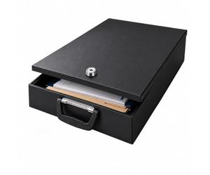 Caja para documentos Relaxdays DIN A4, cerradura con 2 llaves, asa, negra | 7 x 37 x 27 cm, caja de seguridad